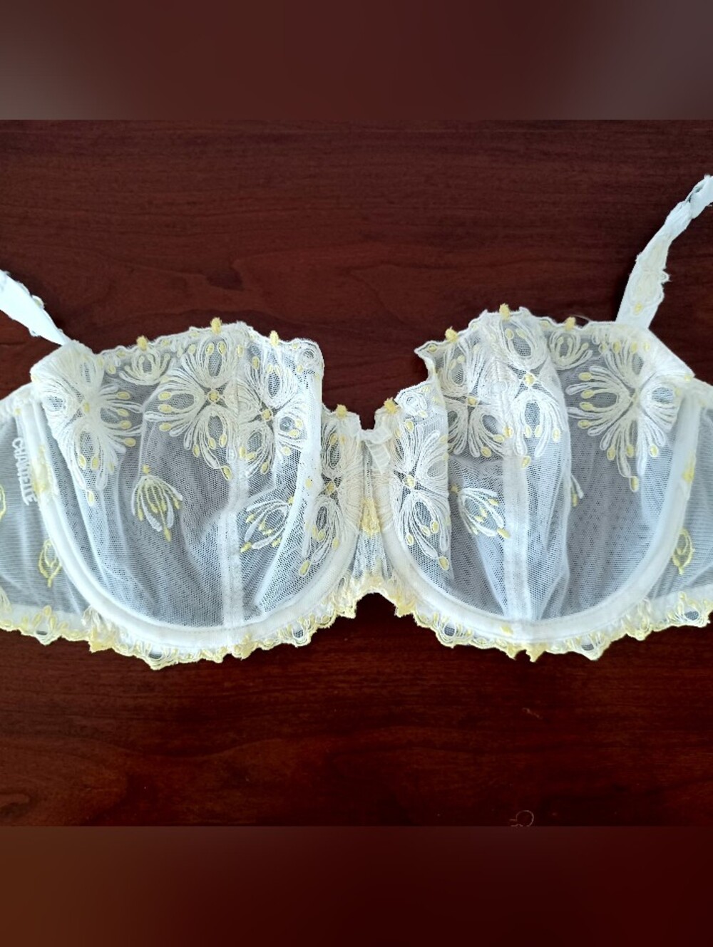 Chantelle Champs Elysees Lace Unlined Demi Bra in Pale Yellow and Ivory